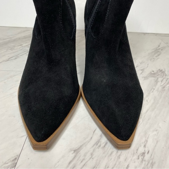 New! Vince Camuto Gredile Black Suede Pointy Toe Bootie 12M - Picture 10 of 14